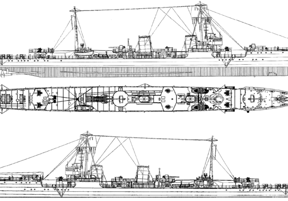 Корабль IJN Akikaze [Destroyer] (1944) - чертежи, габариты, рисунки